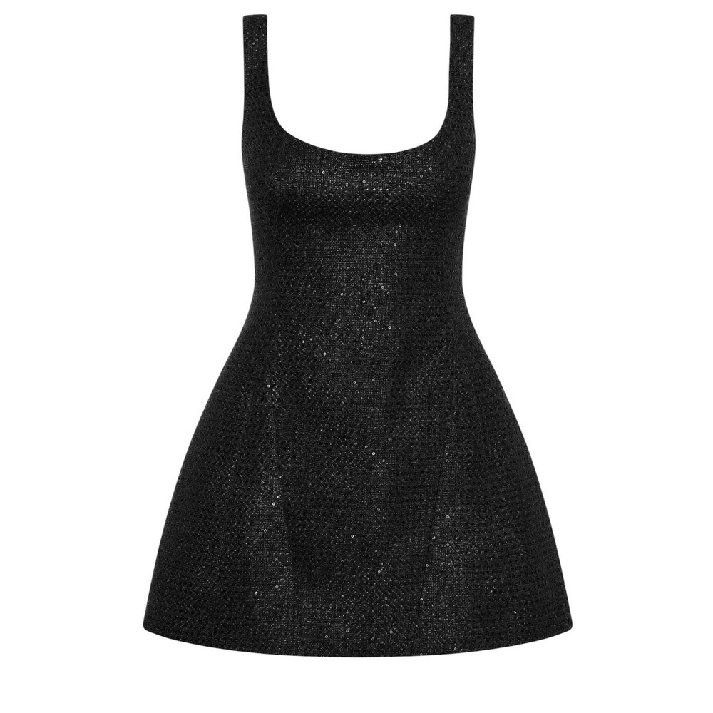 NWT Meshki Black Beth Tweed Mini Dress Wool Blend Sparkly Sz XS LBD Old Money - Picture 5 of 15